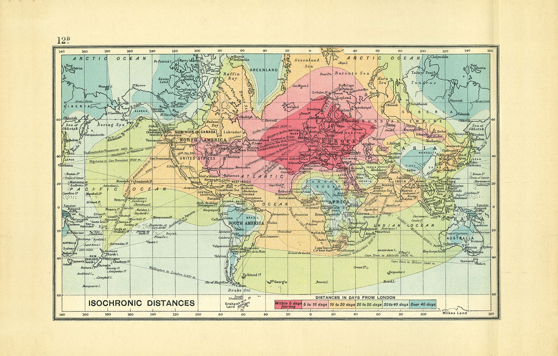 Figure 3: J. G. Bartholemew, Isochrone Map, 1914